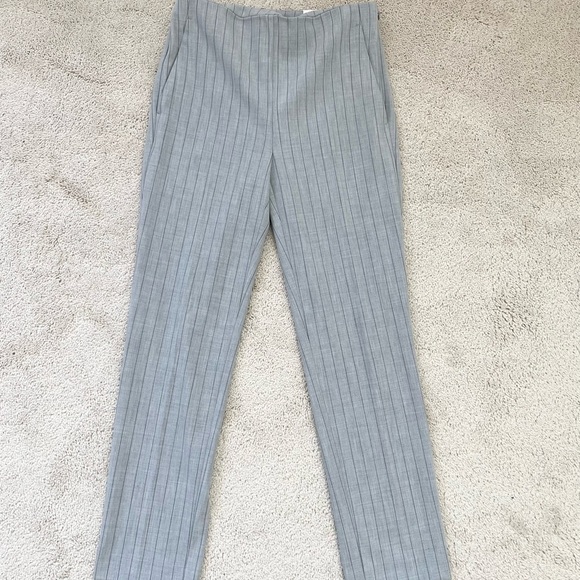 Ann taylor gray pinstripe side zip straight pants 00 petite 00P - Picture 2 of 5